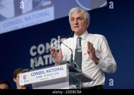 Herve Morin Teilnahme am Nationalrat der französischen Rechten Partei Les Republicains in Lyon, Frankreich am 16. März 2019. Foto von Julien Reynaud/APS-Medias Stockfoto