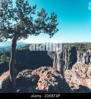 Canyon Landschaft von Manavgat, Antalya, Türkei. Tazi Canyon, Bilgelik Vadisi. Tolles Tal und Klippe. Strukturdetails. Stockfoto