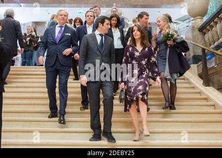 Philippe Houze (Präsident du directoire des Galeries Lafayette), Nicolas Houze (Generaldirektor des Galeries Lafayette), Dänemark Prinzessin Marie während des Eröffnungstages des Geschäfts der New Galeries Lafayette Champs-Elysees am 28. März 2019 in Paris, Frankreich. Foto von Nasser Berzane/ABACAPRESS.COM Stockfoto