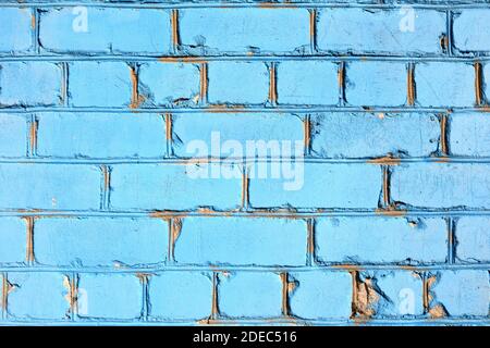 Fragment der blauen Ziegelwand als Hintergrund Stockfoto