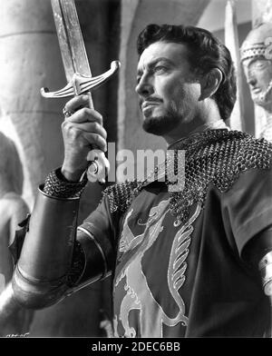 ROBERT TAYLOR Portrait as Lancelot in KNIGHTS OF THE ROUND TABLE 1953 Regisseur RICHARD THORPE nach Le Motte D'Arthur von Sir Thomas Malory Musik Miklos Rozsa Kostüme Roger K. Furse Metro Goldwyn Mayer Stockfoto