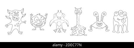 Lustige Monster. Set von Elementen im Cartoon-Stil. Vektor Stock Vektor