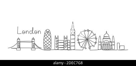 London eine Linie Zeichnung London Illustration in Linie Stil auf Weißer Hintergrund Stock Vektor