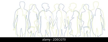 Silhouetten Gruppe von Menschen in einer Reihe. Vektor Stock Vektor