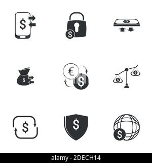 Einfaches Icon Set im Zusammenhang mit Geld. Weißer Hintergrund Stock Vektor