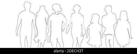 Silhouetten Gruppe von Menschen in einer Reihe. Vektor Stock Vektor