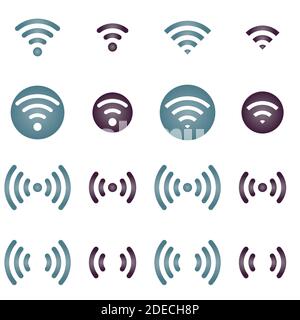 Symbole für Wireless-Netzwerke auf weißem Hintergrund Stock Vektor