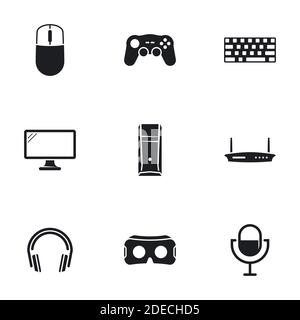 Symbole für Thema Spiel Symbole. Weißer Hintergrund Stock Vektor