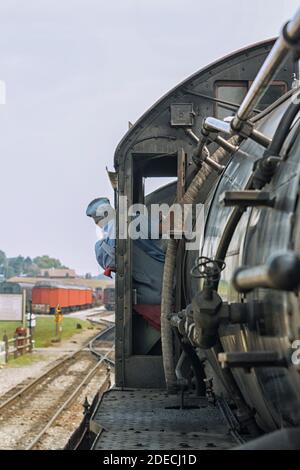 Alte Dampflok bei Strasburg PA Stockfoto