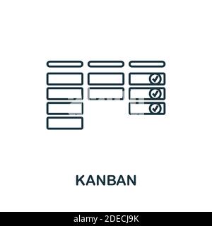 Kanban-Symbol. Line Style Element aus der agilen Kollektion. Dünnes Kanban-Symbol für Vorlagen, Infografiken und mehr Stock Vektor