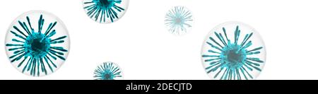 Mikroskopische Ansicht des Coronavirus, eines Erregers, der die Atemwege angreift. 3d-Rendering. Stockfoto