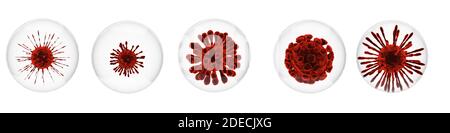 Mikroskopische Ansicht des Coronavirus, eines Erregers, der die Atemwege angreift. 3d-Rendering. Stockfoto
