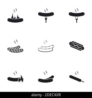 Symbole für Thema Wurst. Weißer Hintergrund Stock Vektor