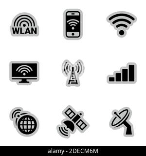 Symbole für Thema Wireless-Netzwerk, Vektor, Symbol, Set. Weißer Hintergrund Stock Vektor