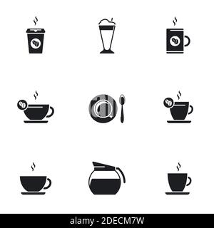 Symbole für schwarzen Vektorkaffee eingestellt Stock Vektor