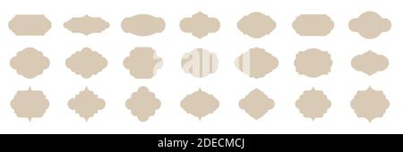 Vintage beige Preis oder Label Tags mockup Vorlage Set. Leere Karten für Geschenke oder Verkäufe mit verschiedenen Formen. Leere Sticker Rahmen Vektorgrafik Stock Vektor