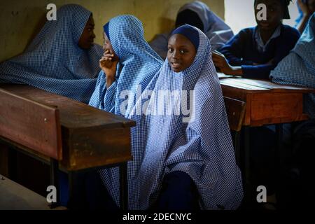 Muslim's Mädchen an der Schule im nördlichen Teil von Nigeria Kaduna am 30. Juli 2013. Stockfoto