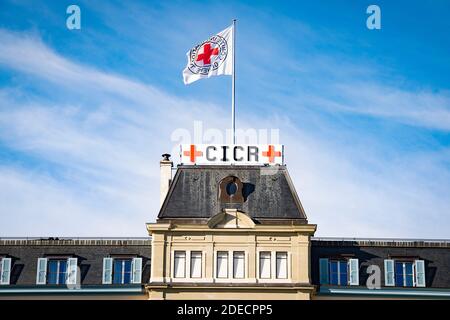 Sitz des Internationalen Komitees vom Roten Kreuz (IKRK) in Genf, Schweiz, am 17. November 2020. Stockfoto