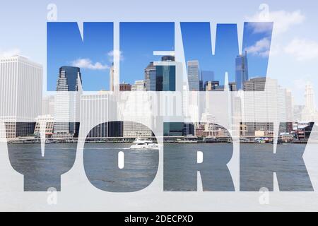 New York City Name - USA travel Destination Textschild. Stockfoto