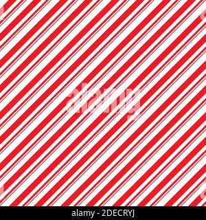 Streifen Candy Cane Nahtloses Muster. Diagonale gerade Linien weihnachten Hintergrund. Rotes und weißes Pfefferminzpapier. Einfache trendige Kulisse ill Stock Vektor