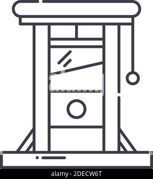 Guillotine Symbol, lineare isolierte Illustration, dünne Linie Vektor, Web-Design-Zeichen, Umriss Konzept Symbol mit editierbarer Kontur auf weißem Hintergrund. Stock Vektor