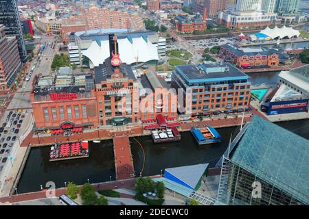 BALTIMORE, USA - Juni 12, 2013: Luftaufnahme von Baltimore, Maryland. Baltimore ist die größte Stadt im Bundesstaat Maryland mit 622,104 Menschen. Stockfoto