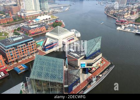 BALTIMORE, USA - Juni 12, 2013: Luftaufnahme von Baltimore, Maryland. Baltimore ist die größte Stadt im Bundesstaat Maryland mit 622,104 Menschen. Stockfoto