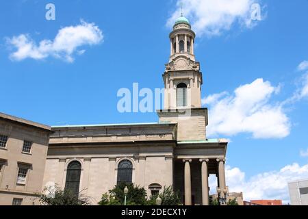 Wahrzeichen von Washington D.C. National City Christian Church - neoklassizistische Gebäude am Thomas Circle. Protestantische Bezeichnung. Stockfoto