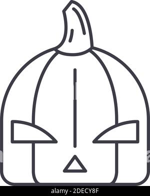 Halloween Maske Symbol, lineare isolierte Illustration, dünne Linie Vektor, Web-Design-Zeichen, Kontur Konzept Symbol mit editierbaren Strich auf weißem Hintergrund. Stock Vektor