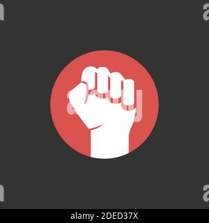 Rot Rebellion Stil geballte Fäuste Freiheit Logo Design Vektor Illustration Stock Vektor