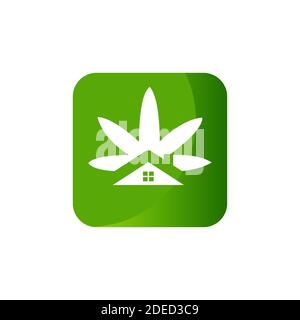 Grüne Haus und Baum Gebäude Logo Design vector Symbol zeichen Abbildungen Stock Vektor