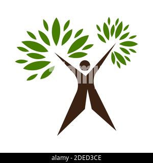 Individuelle kreative Konzept der menschlichen Baum Logo Symbol Vektor-Illustrationen Stock Vektor