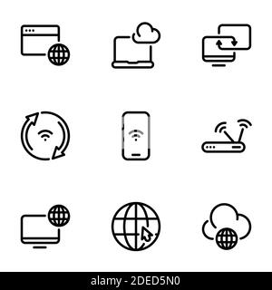 Satz von schwarzen Vektor-Symbole, isoliert auf weißem Hintergrund, auf Thema Internet-Kommunikation Stock Vektor