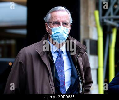 London, Großbritannien. November 2020. Michel Barnier, EU-Chefunterhändler, in London zu Gesprächen mit seinem britischen Amtskollegen Sir David Frost. Kredit: Mark Thomas/Alamy Live Nachrichten Stockfoto
