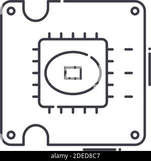 IC-Spannungssymbol, lineare isolierte Illustration, dünner Linienvektor, Webdesign-Zeichen, Umrisskonzept-Symbol mit bearbeitbarem Strich auf Weiß Stock Vektor