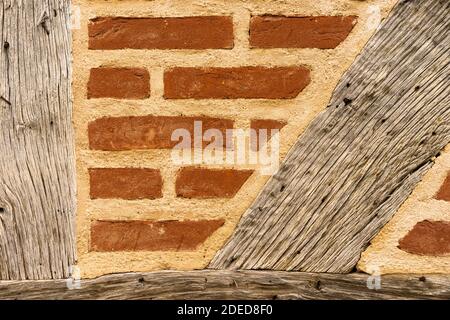 Holzstruktur Ziegelwand Stockfoto
