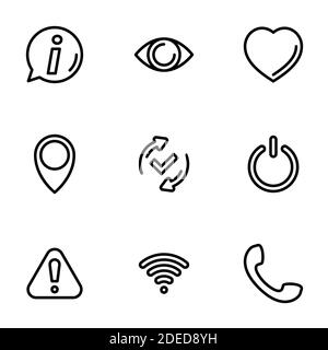 Set von schwarzen Vektor-Symbole, isoliert auf weißem Hintergrund, auf Thema Internet-Symbole Stock Vektor