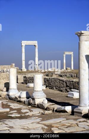 Ausgrabungsstätte der antiken Stadt Laodykeia in Lykos, Denizli, Türkei Stockfoto