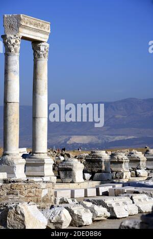 Ausgrabungsstätte der antiken Stadt Laodykeia in Lykos, Denizli, Türkei Stockfoto