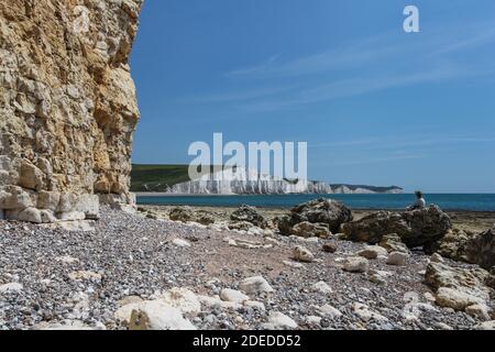 Sussex's einzige unerschlossenen Flussmündung enthält die faszinierendsten Landschaften der Südküste, geschützt durch die NT, Country Park und SSSI Systeme. Stockfoto