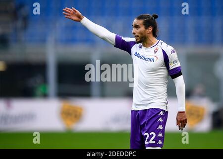 Mailand, Italien - 29. November 2020: Martin Caceres von ACF Fiorentina Gesten während der Serie A Fußballspiel zwischen AC Mailand und ACF Fiorentina. AC Mailand gewann 2-0 gegen ACF Fiorentina. Kredit: Nicolò Campo/Alamy Live Nachrichten Stockfoto