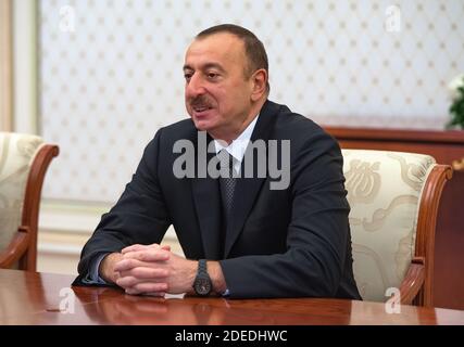 Präsident der Republik Aserbaidschan Ilham Aliyev in Baku Aserbaidschan am 12. Dezember 2014 Stockfoto