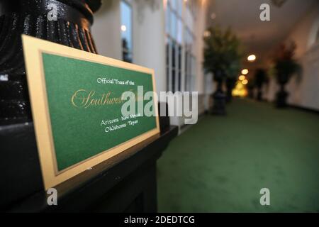 Washington, USA. November 2020. Die Ostkolonnade wird am 30. November 2020 im Weißen Haus in Washington, DC in Washington, DC zu Weihnachten dekoriert. (Foto von Oliver Contreras/SIPA USA) Quelle: SIPA USA/Alamy Live News Stockfoto