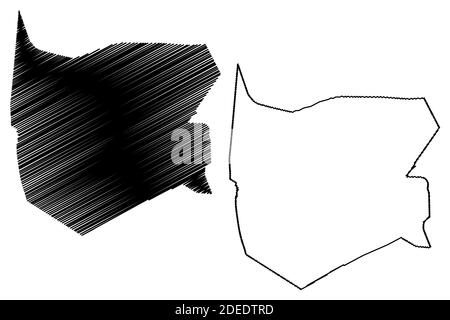 Nord-Bahr el Ghazal Staat (Staaten von Südsudan, Bahr el Ghazal Region) Karte Vektor-Illustration, scribble Skizze Nord-Bahr el Ghazal Karte Stock Vektor