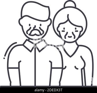 Großeltern Symbol, lineare isolierte Illustration, dünne Linie Vektor, Web-Design-Zeichen, Kontur Konzept Symbol mit editierbaren Strich auf weißem Hintergrund. Stock Vektor