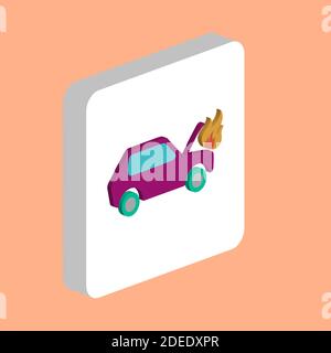 Auto Feuer einfache Vektor-Symbol. Illustration Symbol Design Vorlage für Web mobile UI-Element. Perfekte Farbe isometrisches Piktogramm auf 3d weißen Quadrat. Auto Stock Vektor