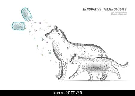 Hund und Katze Silhouette Drogenkapsel. Tierärztliche Versorgung Gesundheit Behandlung. Klinik online Arzt Vet Center Analyse. Logo mobile App Vorlage Medizin Stock Vektor