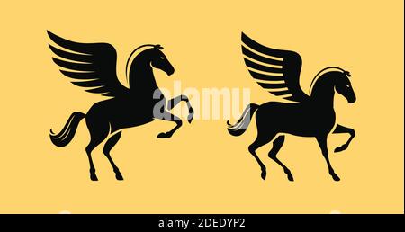 Geflügeltes Pferd Symbol. Pegasus-Vektorgrafik Stock Vektor