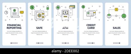 Vector Modern Thin Line Financial Reporting Konzept Web-Banner-Set Stock Vektor