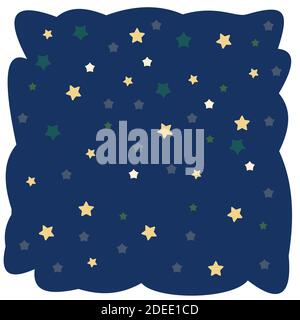 Abstrakter Hintergrund. Sternchen. Flacher Cartoon-Stil. Weiche, abgerundete Wolken. Die Komposition ist im quadratischen Verhältnis. Isoliert auf weißem Hintergrund Stock Vektor